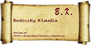 Bodiczky Klaudia névjegykártya
